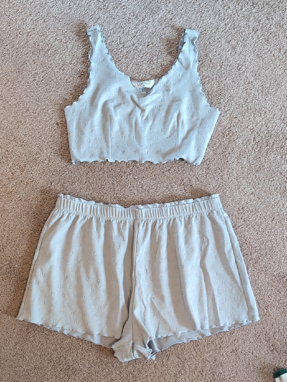 Lounge Light Gray Ribbed Crop Tank & Elastic-Waist Shorts Sleep Set